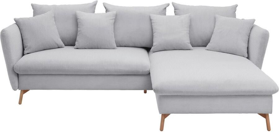 Andas Hoekbank MERLE 258 cm L-vorm prachtige corduroy met slaapfunctie en bedlade ligoppervlak 224 x 139 - Foto 12