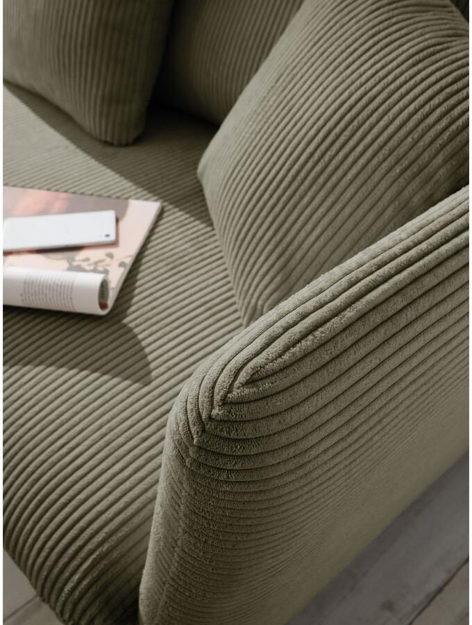 Andas Hoekbank MERLE 258 cm L-vorm prachtige corduroy met slaapfunctie en bedlade ligoppervlak 224 x 139