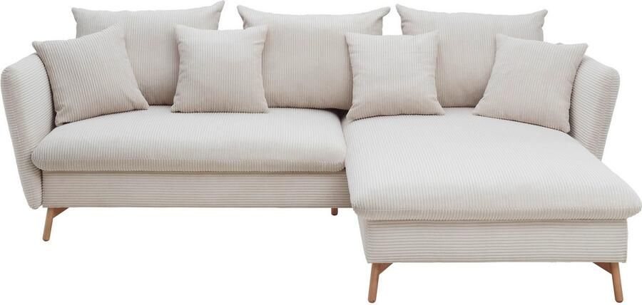 Andas Hoekbank MERLE 258 cm L-vorm prachtige corduroy met slaapfunctie en bedlade ligoppervlak 224 x 139 - Foto 8