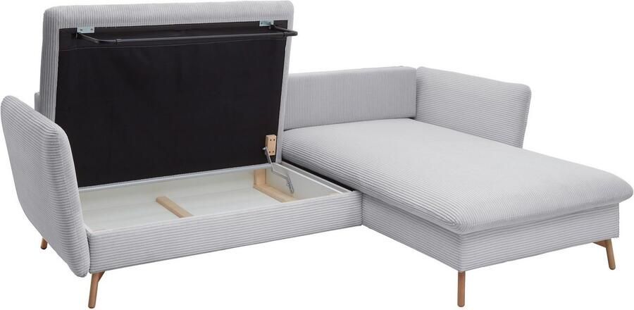 Andas Hoekbank MERLE 258 cm L-vorm prachtige corduroy met slaapfunctie en bedlade ligoppervlak 224 x 139 - Foto 7
