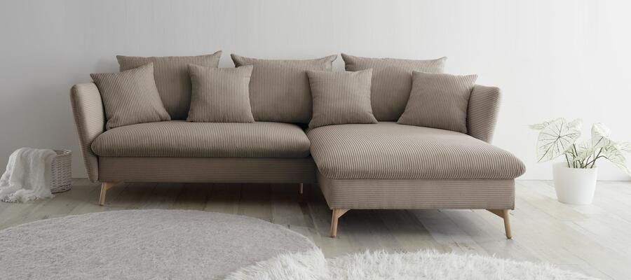 Andas Hoekbank MERLE 258 cm L-vorm prachtige corduroy met slaapfunctie en bedlade ligoppervlak 224 x 139 - Foto 14