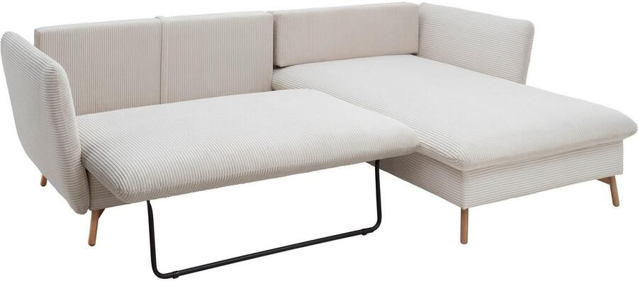 Andas Hoekbank MERLE 258 cm L-vorm prachtige corduroy met slaapfunctie en bedlade ligoppervlak 224 x 139 - Foto 9