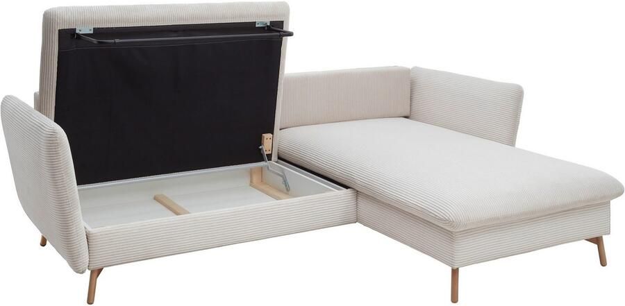 Andas Hoekbank MERLE 258 cm L-vorm prachtige corduroy met slaapfunctie en bedlade ligoppervlak 224 x 139 - Foto 7