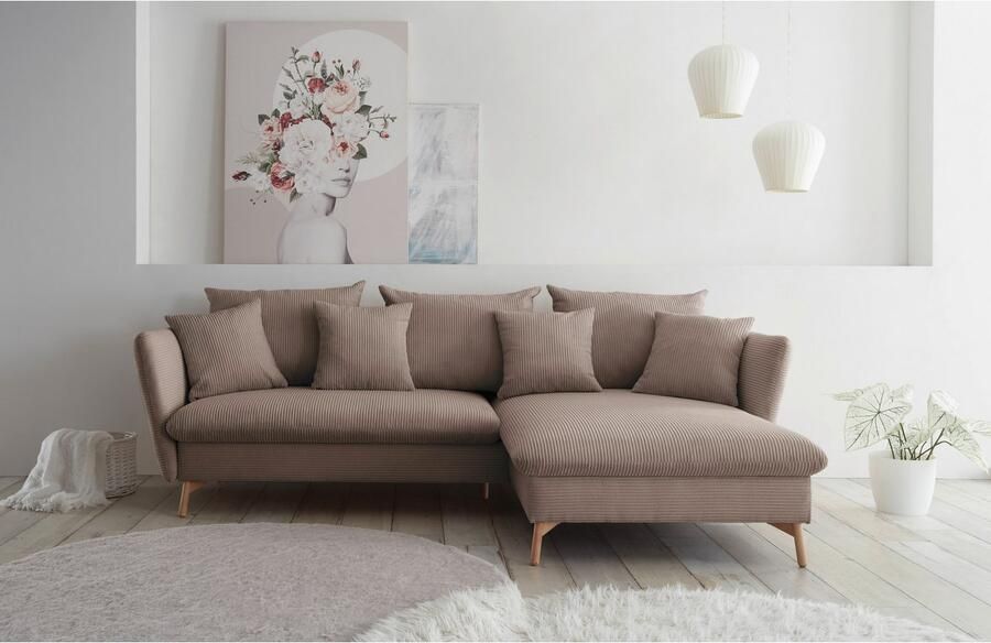 Andas Hoekbank MERLE 258 cm L-vorm prachtige corduroy met slaapfunctie en bedlade ligoppervlak 224 x 139 - Foto 6