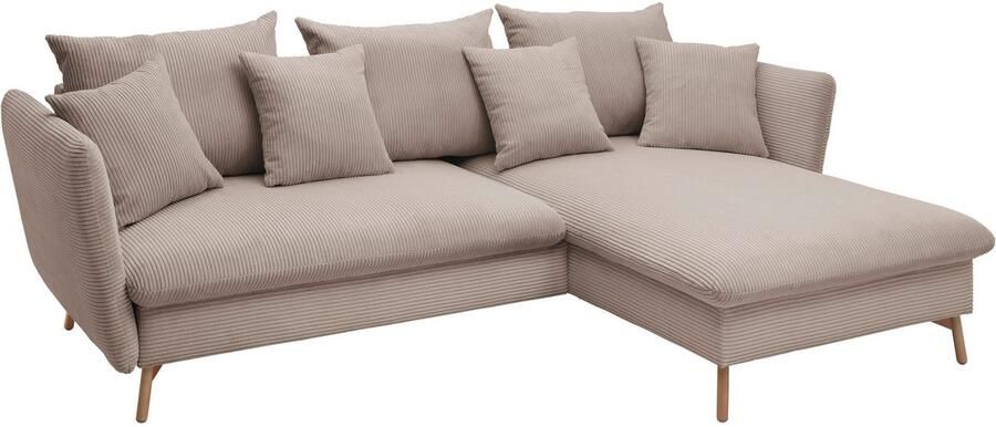 Andas Hoekbank MERLE 258 cm L-vorm prachtige corduroy met slaapfunctie en bedlade ligoppervlak 224 x 139 - Foto 12