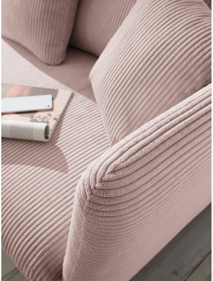 Andas Hoekbank MERLE 258 cm L-vorm prachtige corduroy met slaapfunctie en bedlade ligoppervlak 224 x 139