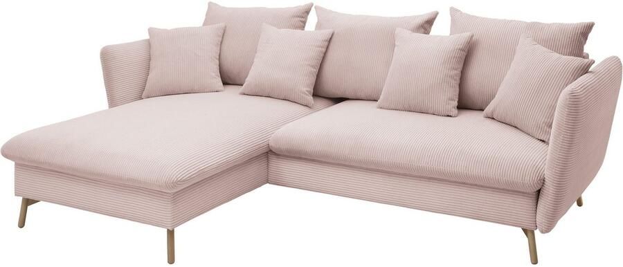 Andas Hoekbank MERLE 258 cm L-vorm prachtige corduroy met slaapfunctie en bedlade ligoppervlak 224 x 139 - Foto 10