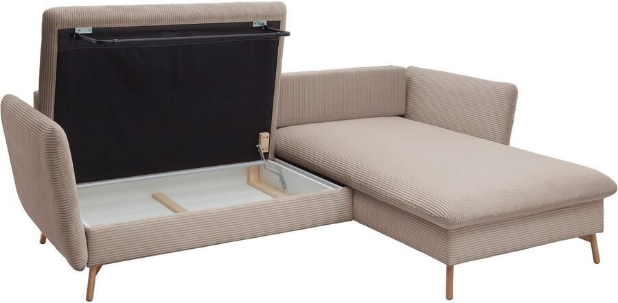 Andas Hoekbank MERLE 258 cm L-vorm prachtige corduroy met slaapfunctie en bedlade ligoppervlak 224 x 139 - Foto 8
