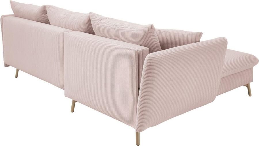 Andas Hoekbank MERLE 258 cm L-vorm prachtige corduroy met slaapfunctie en bedlade ligoppervlak 224 x 139 - Foto 6