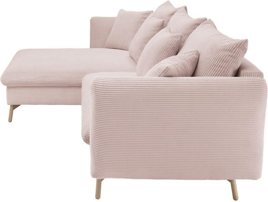 Andas Hoekbank MERLE 258 cm L-vorm prachtige corduroy met slaapfunctie en bedlade ligoppervlak 224 x 139 - Foto 2