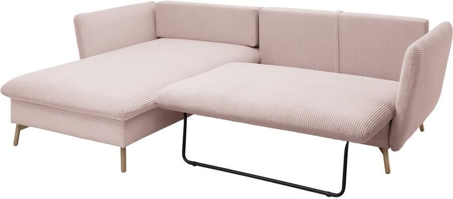 Andas Hoekbank MERLE 258 cm L-vorm prachtige corduroy met slaapfunctie en bedlade ligoppervlak 224 x 139 - Foto 9