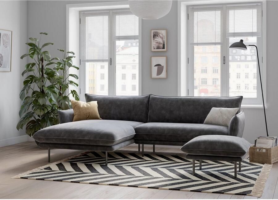Andas Hoekbank Stine L-vorm Bijzonder design door kussen-look en opstaande naad by Morten Georgsen