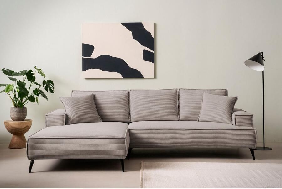 Andas Hoekbank TVINNU L-vorm in cord bank keuze met recamiere rechts links zwarte voeten comfortabele zitcomfort - Foto 3