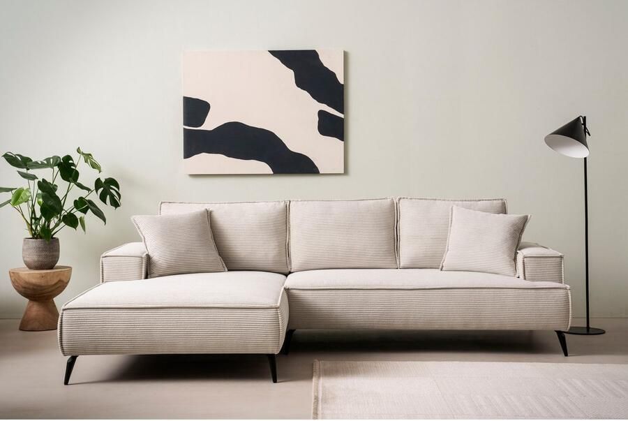 Andas Hoekbank TVINNU L-vorm in cord bank keuze met recamiere rechts links zwarte voeten comfortabele zitcomfort - Foto 3