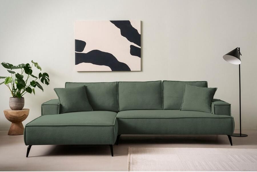 Andas Hoekbank TVINNU L-vorm in cord bank keuze met recamiere rechts links zwarte voeten comfortabele zitcomfort - Foto 3