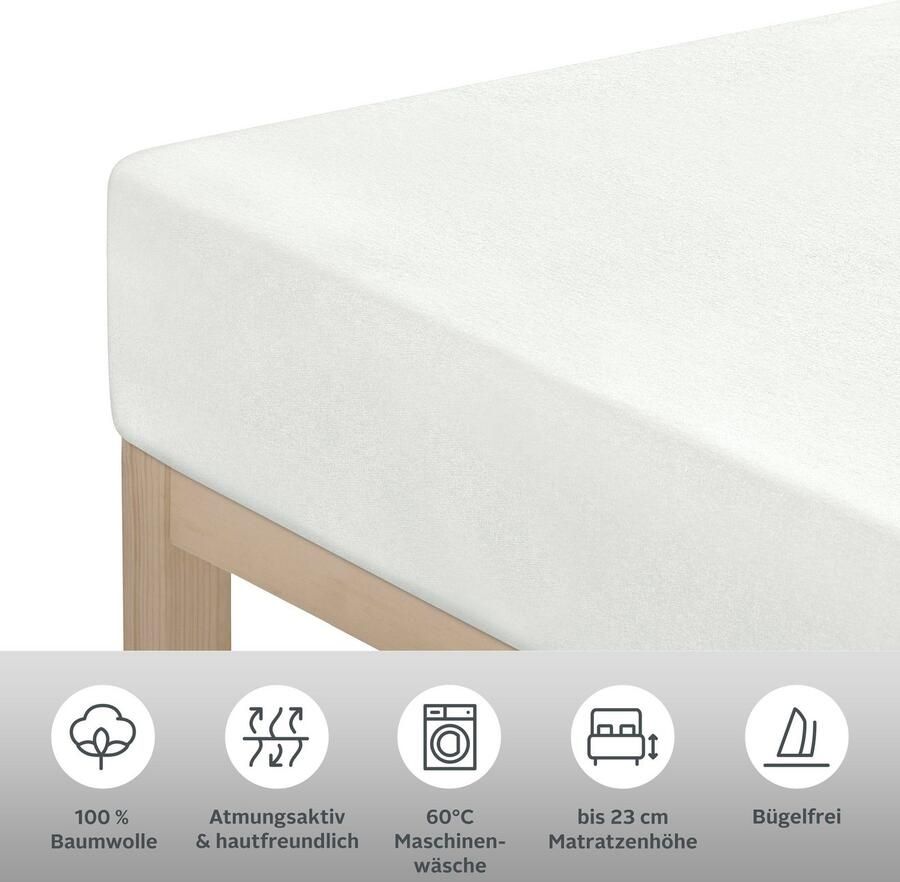 Andas Hoeslaken Greta in mt. 90x200 140x200 of 180x200 cm van katoen voor matrassen tot 23 cm hoogte laken hoeslaken (1 stuk) - Foto 3