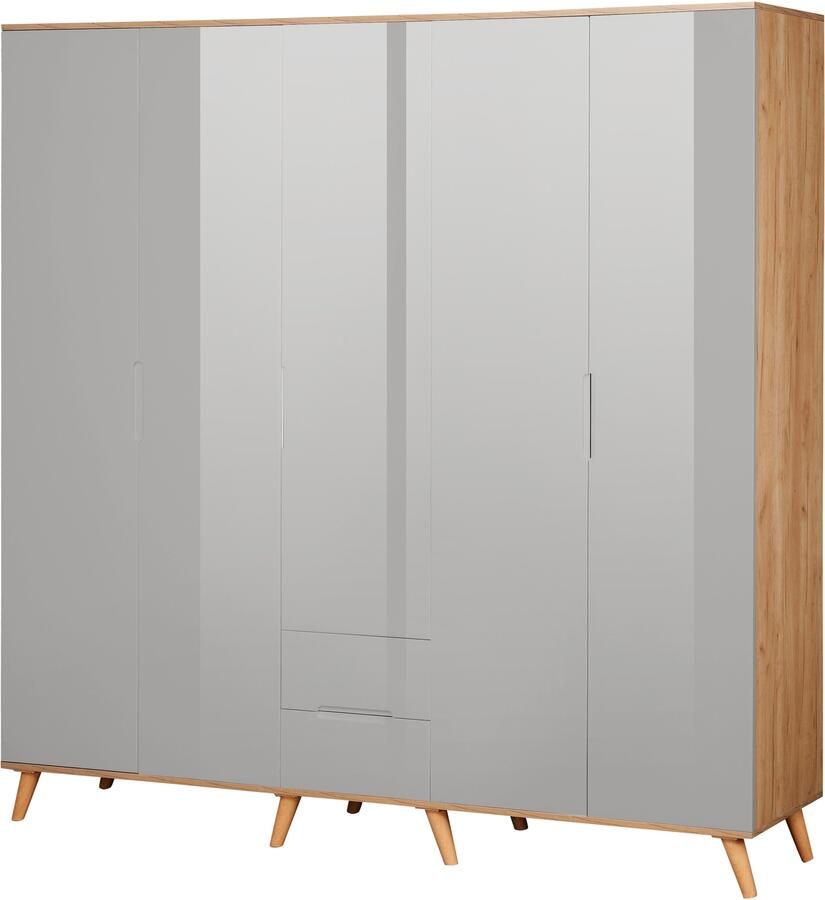 Andas Kledingkast Lund slaapkamerkast bestseller in Scandinavisch design Kledingkast met premium binneninrichting breedte 200 cm hoogglans - Foto 8