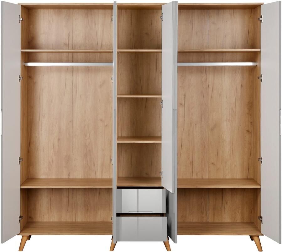 Andas Kledingkast Lund slaapkamerkast bestseller in Scandinavisch design Kledingkast met premium binneninrichting breedte 200 cm hoogglans - Foto 5