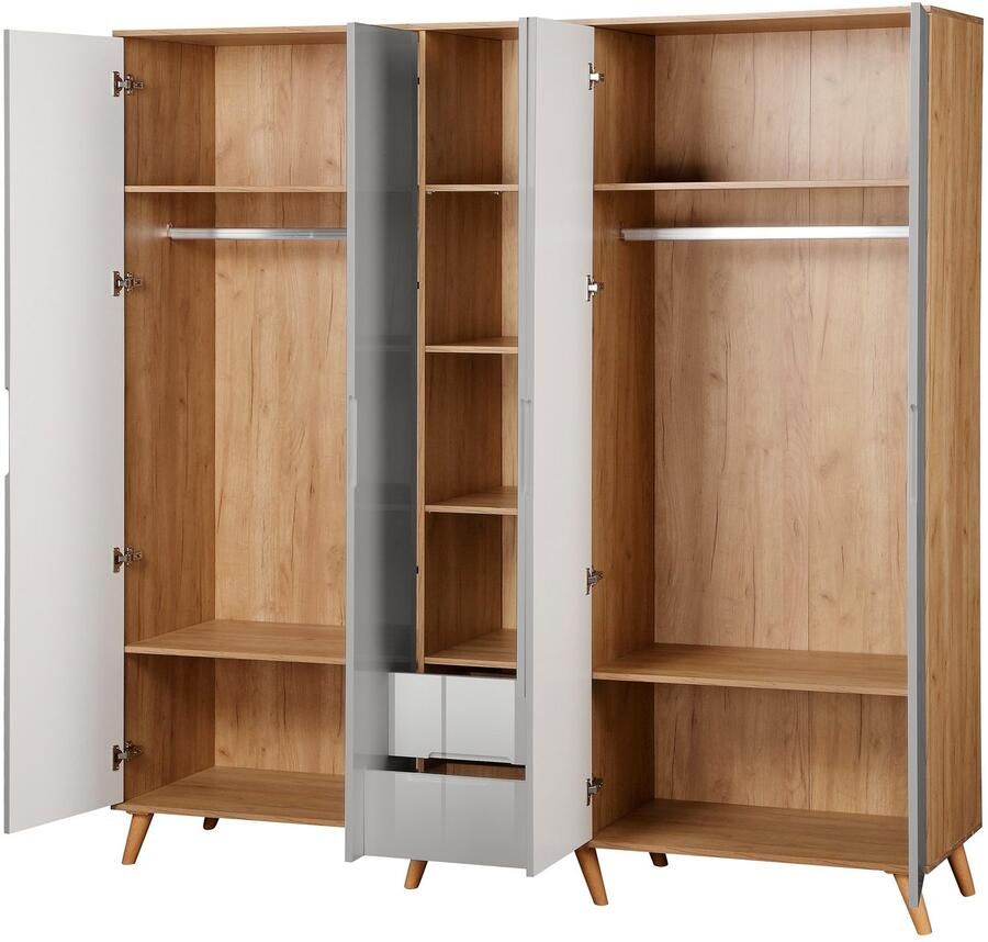 Andas Kledingkast Lund slaapkamerkast bestseller in Scandinavisch design Kledingkast met premium binneninrichting breedte 200 cm hoogglans - Foto 3