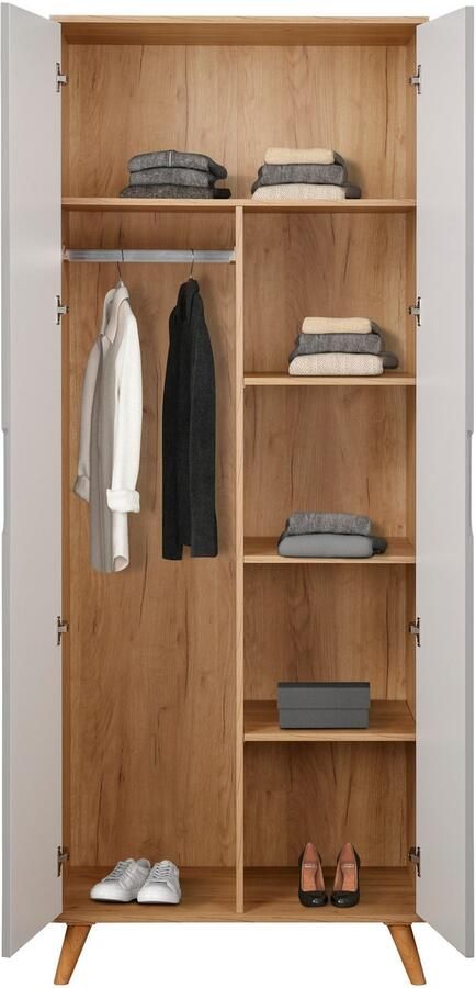 Andas Kledingkast Lund slaapkamerkast bestseller in Scandinavisch design Kledingkast met premium binneninrichting breedte 80 cm hoogglans - Foto 5