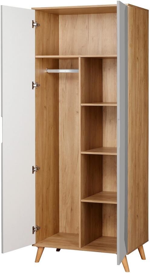 Andas Kledingkast Lund slaapkamerkast bestseller in Scandinavisch design Kledingkast met premium binneninrichting breedte 80 cm hoogglans - Foto 3