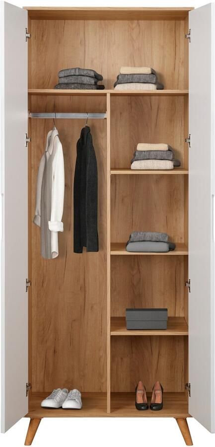 Andas Kledingkast Lund slaapkamerkast bestseller in Scandinavisch design Kledingkast met premium binneninrichting breedte 80 cm hoogglans - Foto 5