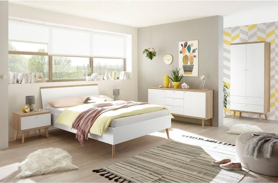 Andas 1-persoonsledikant Merle bedframe met massief houten poten buitenafmetingen 145 20 92 cm (B D H) - Foto 5