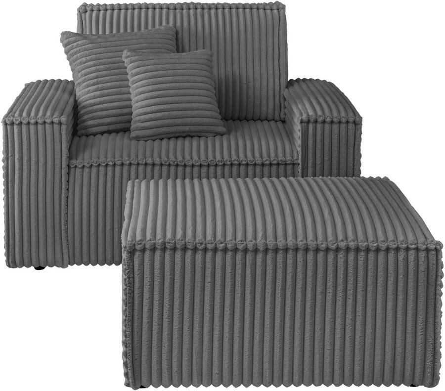 Andas Loveseat Finnley Loveseat en hocker als set passend bij de bekleding-serie Finnley (2-delig)