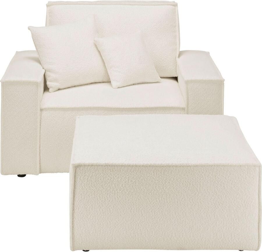 OTTO Loveseat FINNLEY Loveseat & Hocker in set trendy stoffen incl. Sierkussens beschikbaar in de stofkwaliteiten bouclé structuur fijn en mega cord (2-delig) - Foto 2