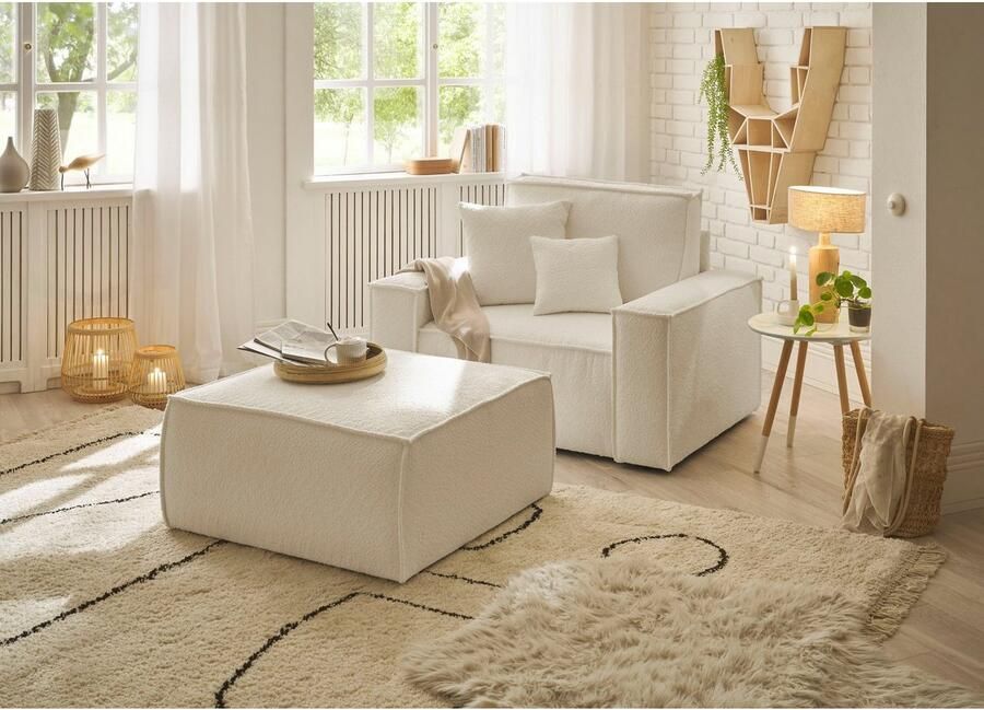 OTTO Loveseat FINNLEY Loveseat & Hocker in set trendy stoffen incl. Sierkussens beschikbaar in de stofkwaliteiten bouclé structuur fijn en mega cord (2-delig) - Foto 8
