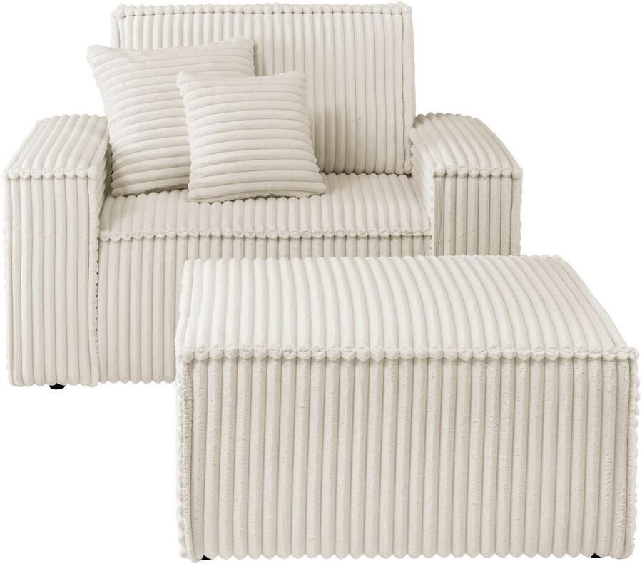 Andas Loveseat Finnley Loveseat en hocker als set passend bij de bekleding-serie Finnley (2-delig)