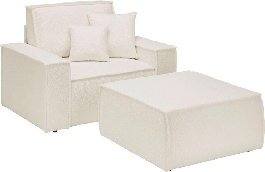 OTTO Loveseat FINNLEY Loveseat & Hocker in set trendy stoffen incl. Sierkussens beschikbaar in de stofkwaliteiten bouclé structuur fijn en mega cord (2-delig) - Foto 11