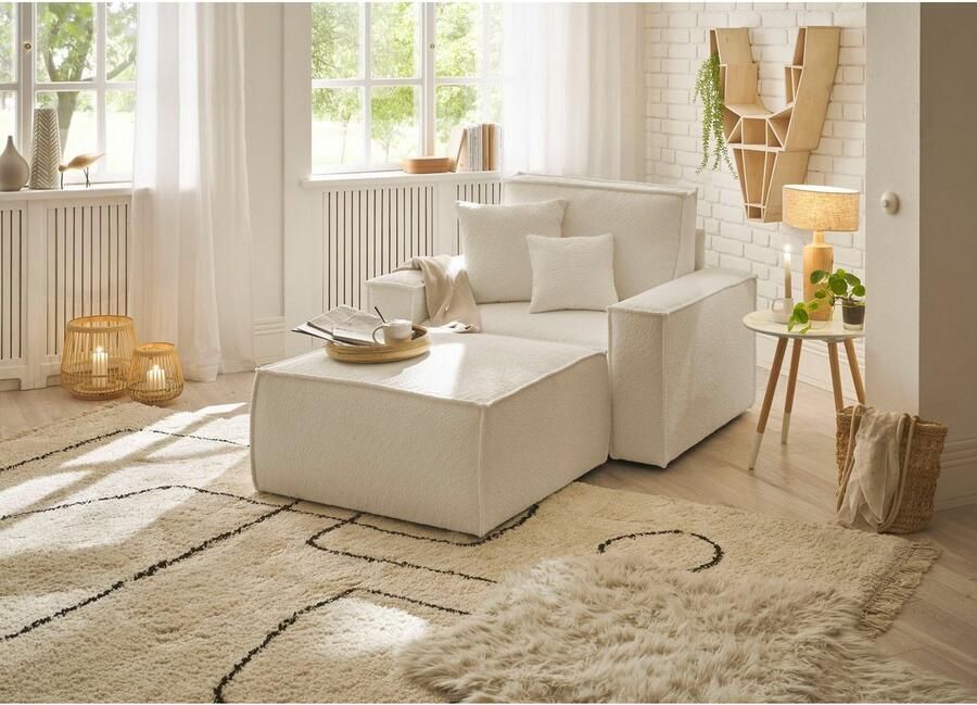 OTTO Loveseat FINNLEY Loveseat & Hocker in set trendy stoffen incl. Sierkussens beschikbaar in de stofkwaliteiten bouclé structuur fijn en mega cord (2-delig) - Foto 9