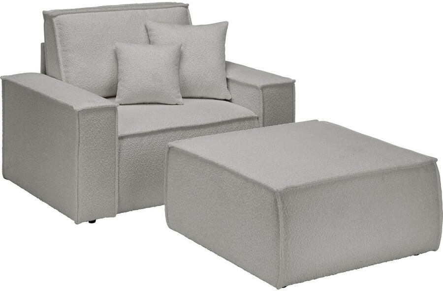 OTTO Loveseat FINNLEY Loveseat & Hocker in set trendy stoffen incl. Sierkussens beschikbaar in de stofkwaliteiten bouclé structuur fijn en mega cord (2-delig) - Foto 9