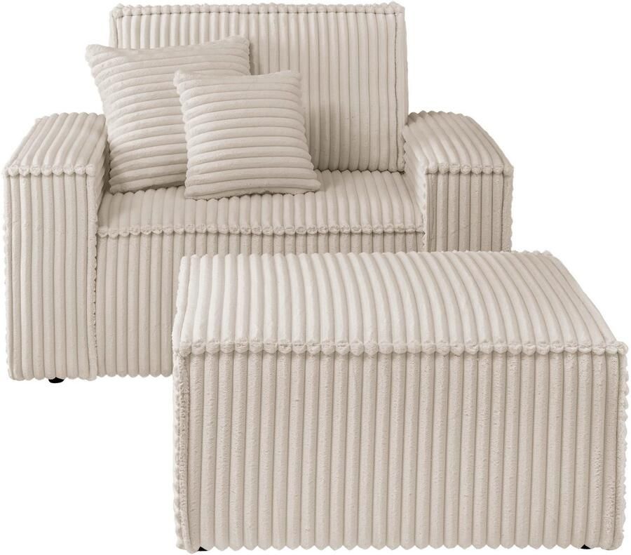 Andas Loveseat Finnley Loveseat en hocker als set passend bij de bekleding-serie Finnley (2-delig)