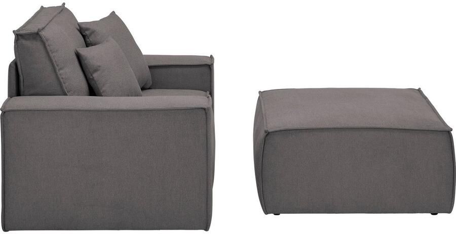 OTTO Loveseat FINNLEY Loveseat & Hocker in set trendy stoffen incl. Sierkussens beschikbaar in de stofkwaliteiten bouclé structuur fijn en mega cord (2-delig) - Foto 13
