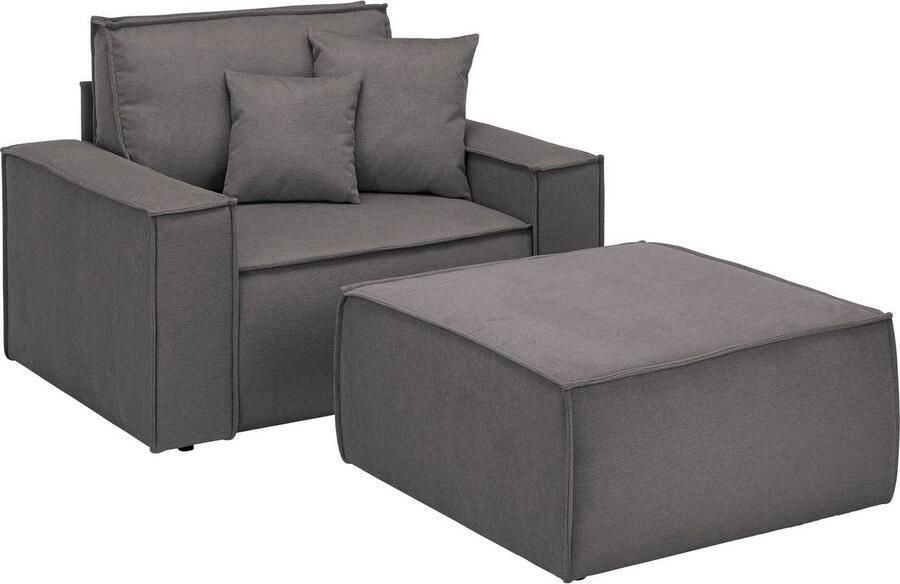 OTTO Loveseat FINNLEY Loveseat & Hocker in set trendy stoffen incl. Sierkussens beschikbaar in de stofkwaliteiten bouclé structuur fijn en mega cord (2-delig) - Foto 10