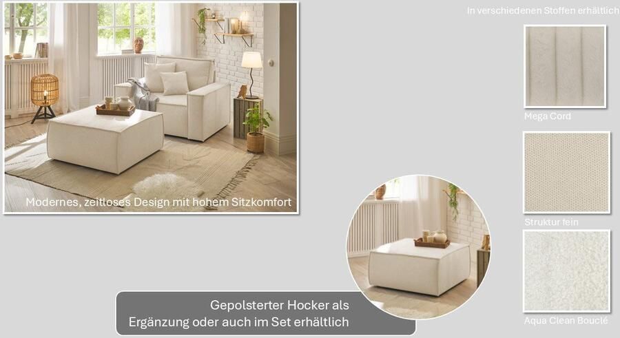 Andas Loveseat Finnley Loveseat en hocker als set passend bij de bekleding-serie Finnley (2-delig) - Foto 12