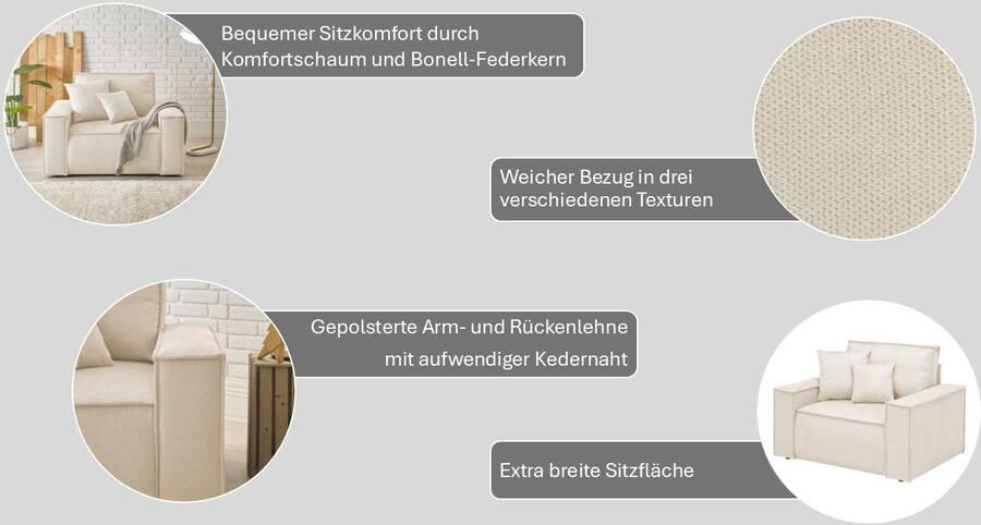 Andas Loveseat Finnley Loveseat en hocker als set passend bij de bekleding-serie Finnley (2-delig) - Foto 13