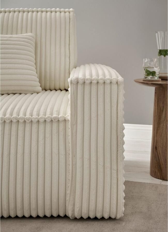 Andas Hoekbank Finnley slaapbank 267 cm in Bouclé fijne structuur en cord L-vorm - Foto 2