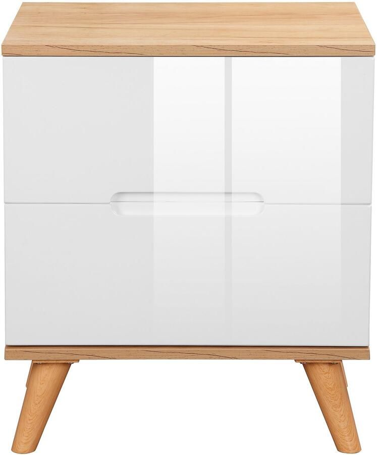Andas Nachtkastje Lund nachttafel bijzetkast commode met hoogglans fronten Nachtkastje met 2 lades bestseller in Scandinavisch design - Foto 3