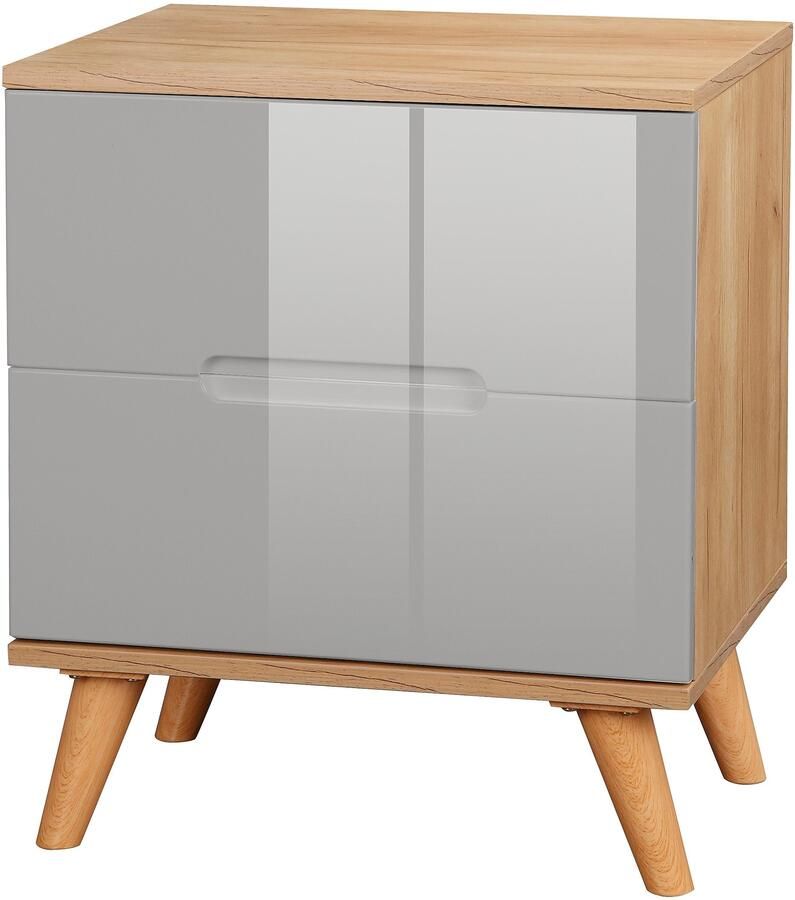 Andas Nachtkastje Lund nachttafel bijzetkast commode met hoogglans fronten Nachtkastje met 2 lades bestseller in Scandinavisch design - Foto 6