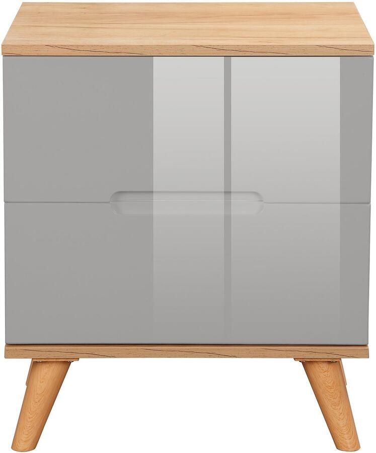 Andas Nachtkastje Lund nachttafel bijzetkast commode met hoogglans fronten Nachtkastje met 2 lades bestseller in Scandinavisch design - Foto 3