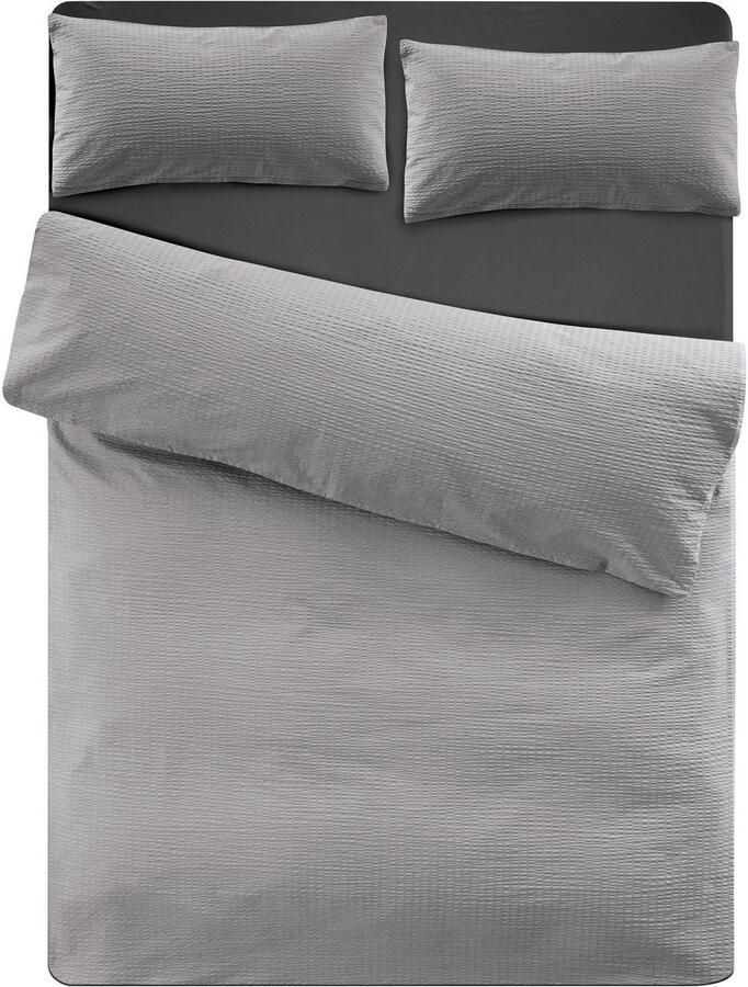 Andas Overtrekset Sari2 in mt. 135x200 of 155x220 cm van katoen uni dekbedovertrek in seersucker kwaliteit ideaal voor zomer (2-delig) - Foto 4