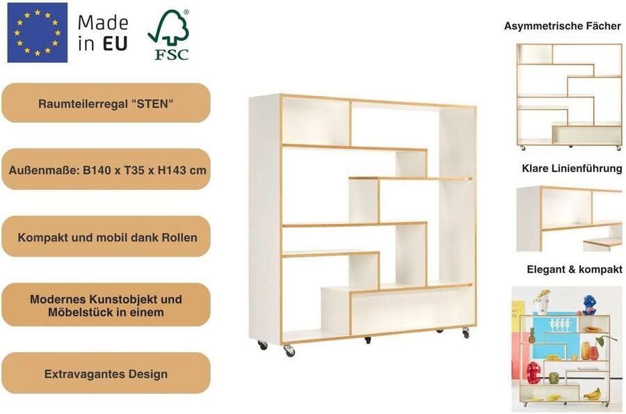 Andas Room divider Sten op wieltjes met veel bergruimte - Foto 3