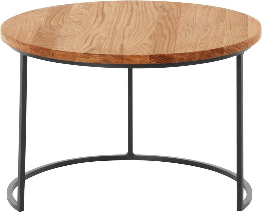 Andas Salontafel Caprinus van eikenhout fsc gecertificeerd 2-delige set stabiel metalen frame