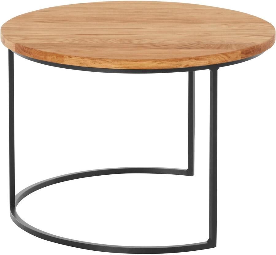 Andas Salontafel Caprinus van eikenhout fsc gecertificeerd 2-delige set stabiel metalen frame - Foto 2