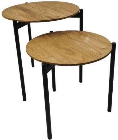 Andas Salontafel Kotka Tafelblad van massief eiken onderstel van metaal - Foto 3