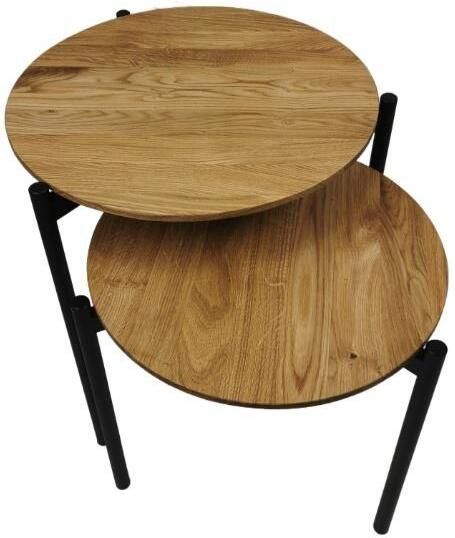 Andas Salontafel Kotka Tafelblad van massief eiken onderstel van metaal - Foto 2