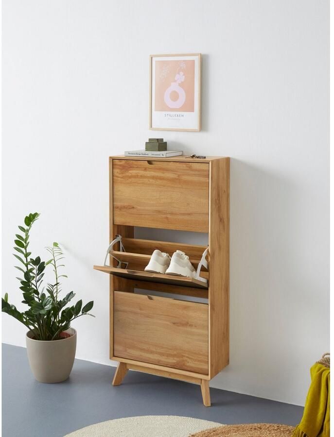 Andas Schoenenkast Pandrup met 3 kleppen ca. 5 paar schoenen per klep hoogte 125 cm